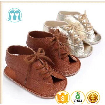 2017 Fancy designs baby sandale schuhe großhandel babyschuhe Licht Gold casual strand baby mädchen schuh